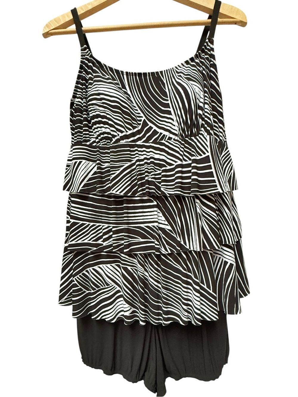 Great Lengths One Piece Plus Size Swimsuit Tiered Ruffle Tankini Swimdress sz 14